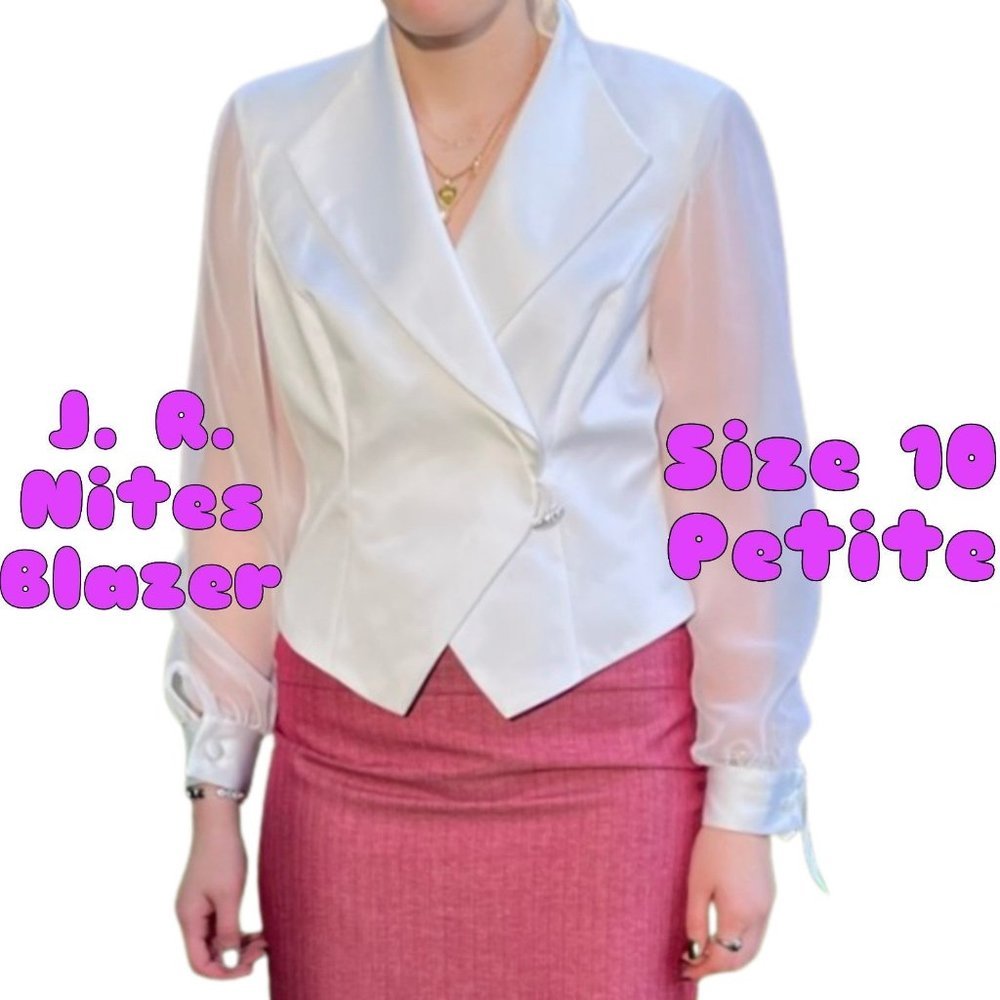Clothing - J.R. Nites White Sheer Sleeved Blazer Size P10
